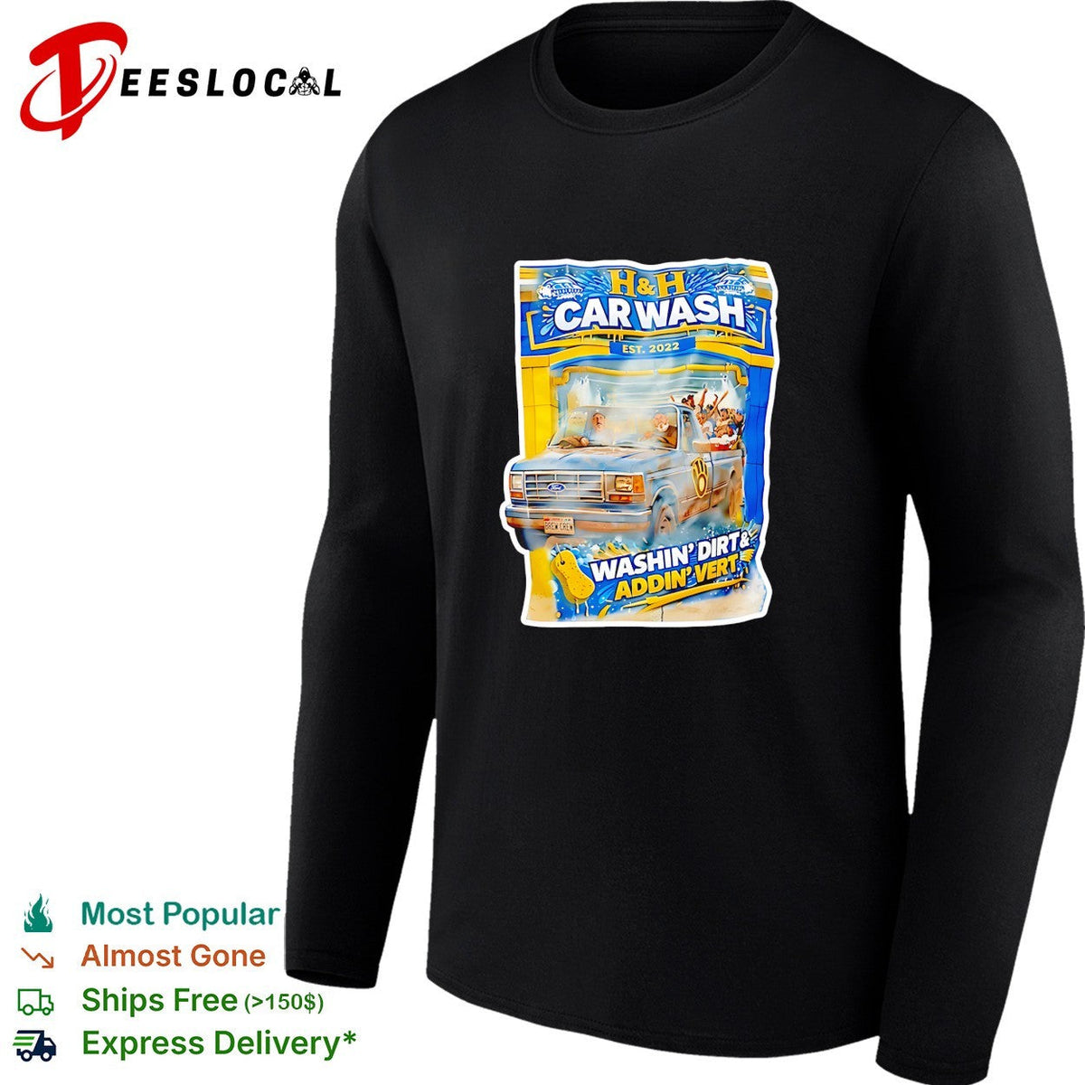 H and H car wash washing dirty adding vert pickup truck shirt Unisex