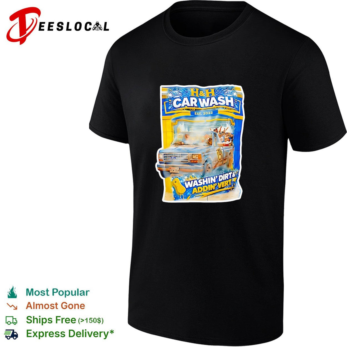 H and H car wash washing dirty adding vert pickup truck shirt Unisex