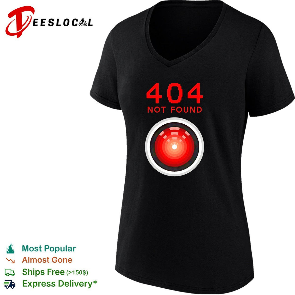 HAL 9000 404 not found computer error sci-fi shirt Unisex