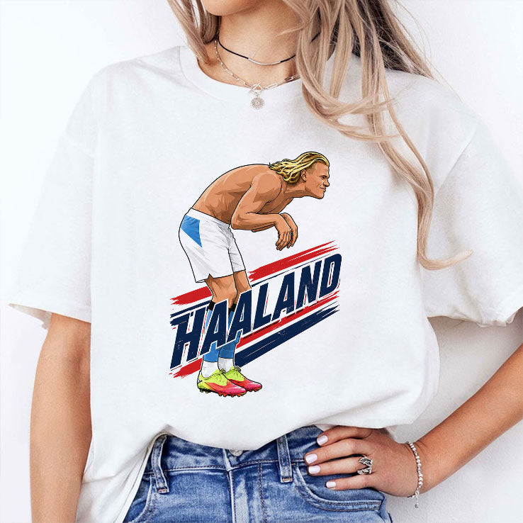 Haaland Cartoon Soccer T Shirt Unisex