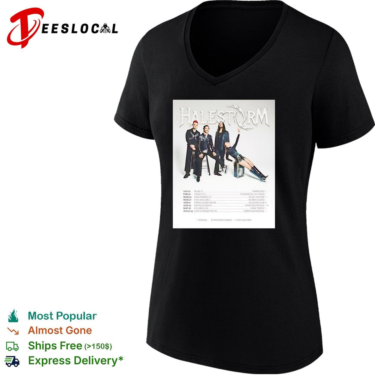 Halestorm tour dates 2025 Lzzy Hale Arejay Hale Joe Hottinger Josh Smith shirt Unisex