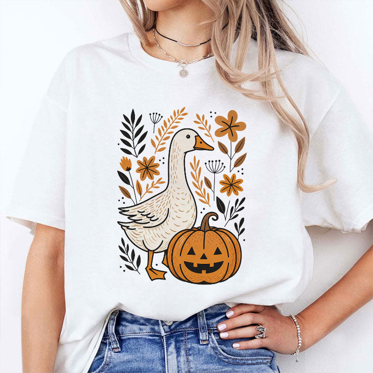 Halloween Goose Floral Goose Fall Shirt