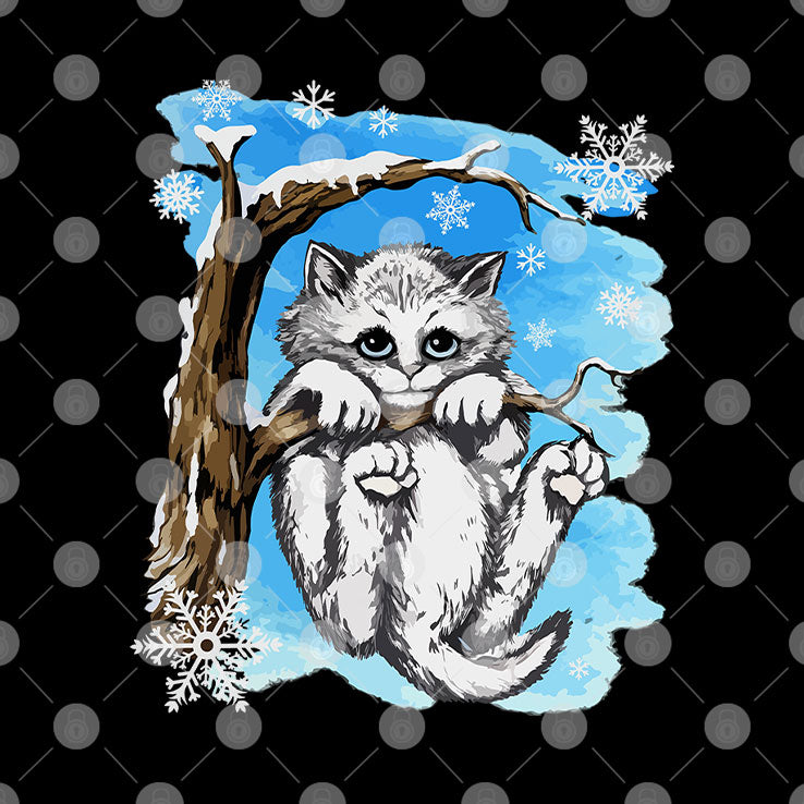 Hang In There Baby Cat In Snow Unisex
