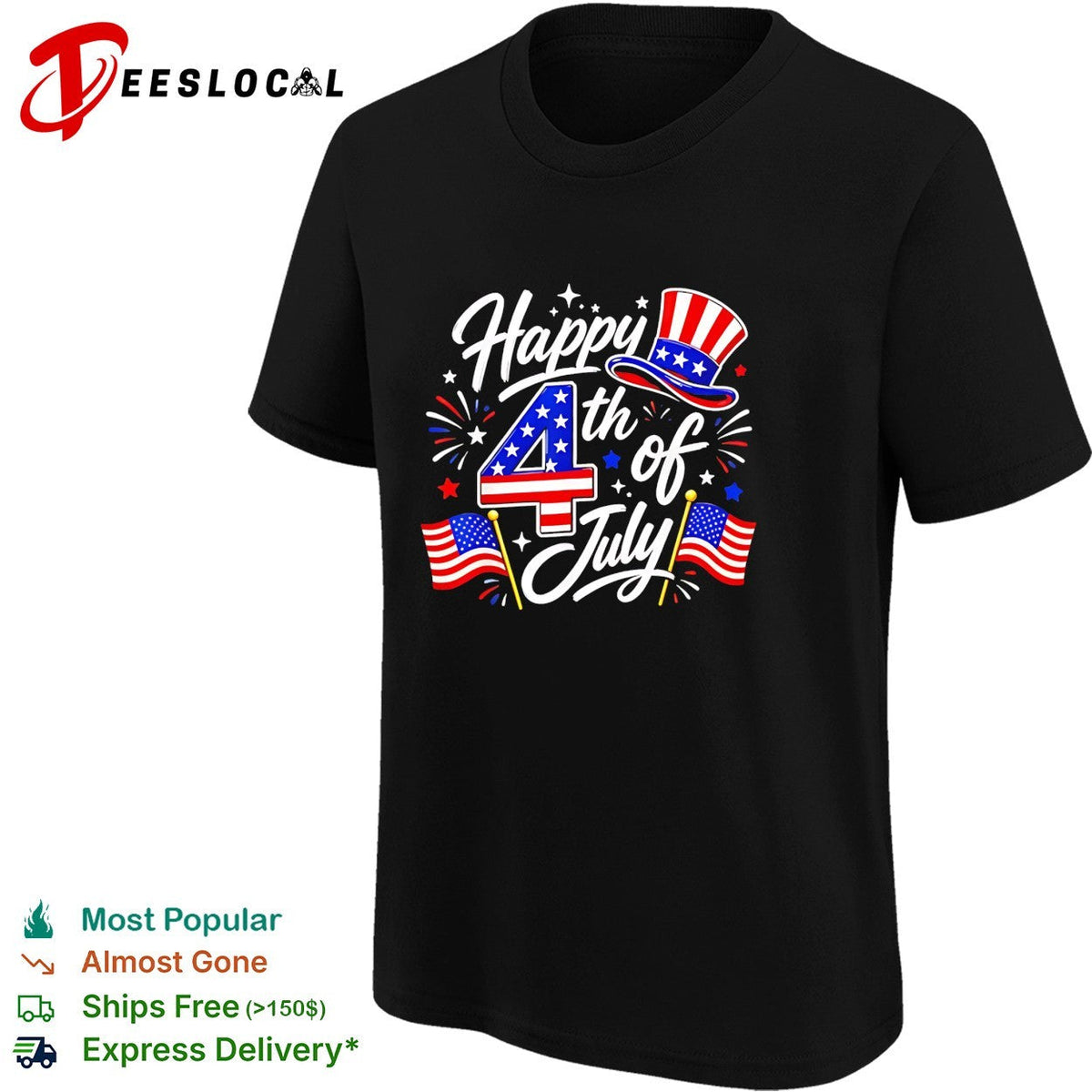Happy 4th of July Uncle Sam Hat American Flag Fireworks Independence Day shirt Unisex