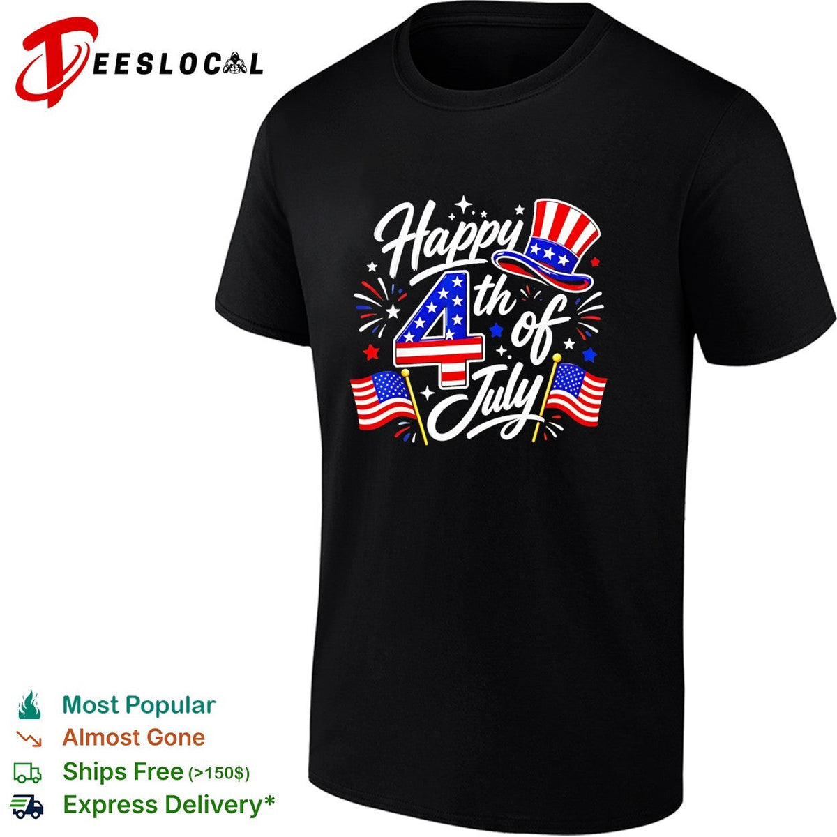 Happy 4th of July Uncle Sam Hat American Flag Fireworks Independence Day shirt Unisex