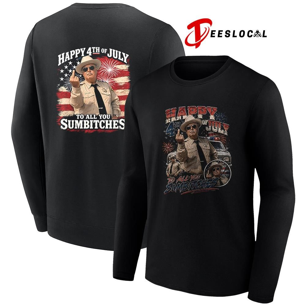 Happy 4th of July to all you sumbitches middle finger graphic shirt Unisex
