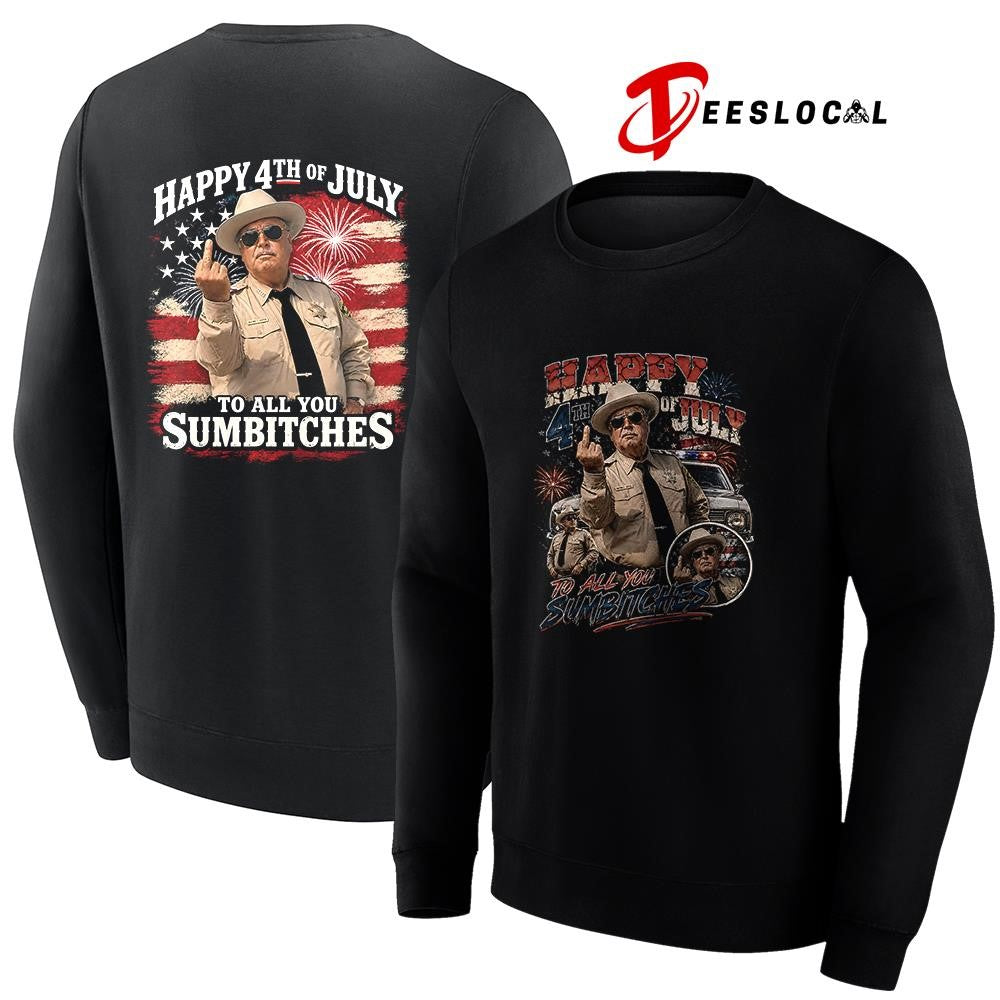 Happy 4th of July to all you sumbitches middle finger graphic shirt Unisex
