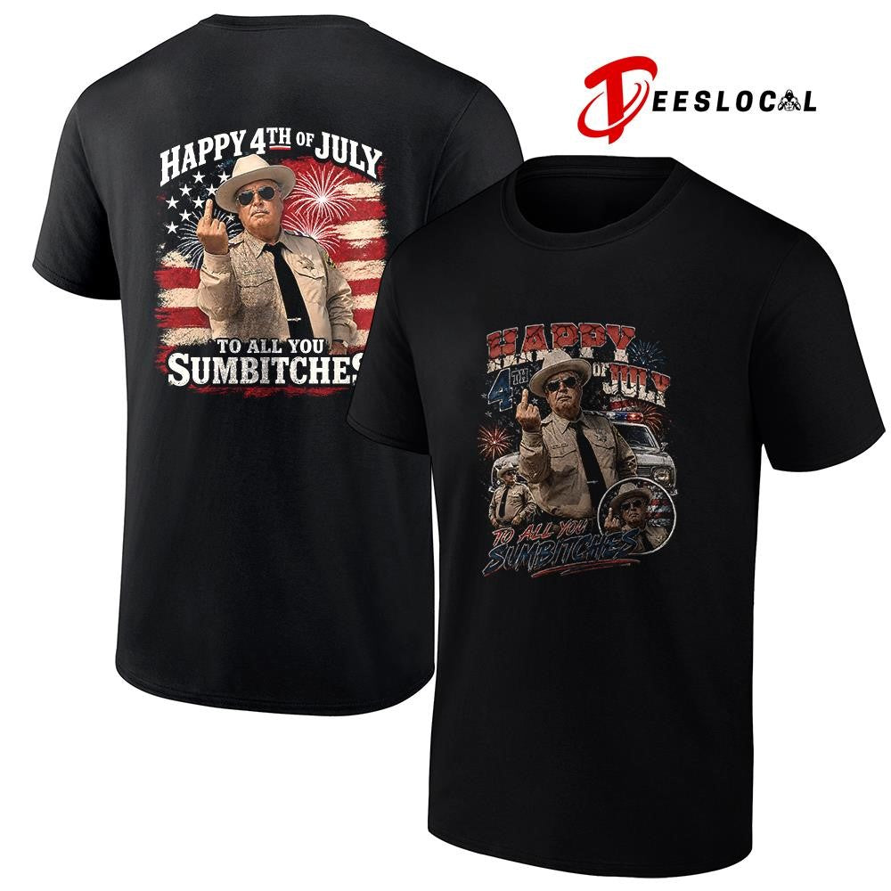 Happy 4th of July to all you sumbitches middle finger graphic shirt Unisex