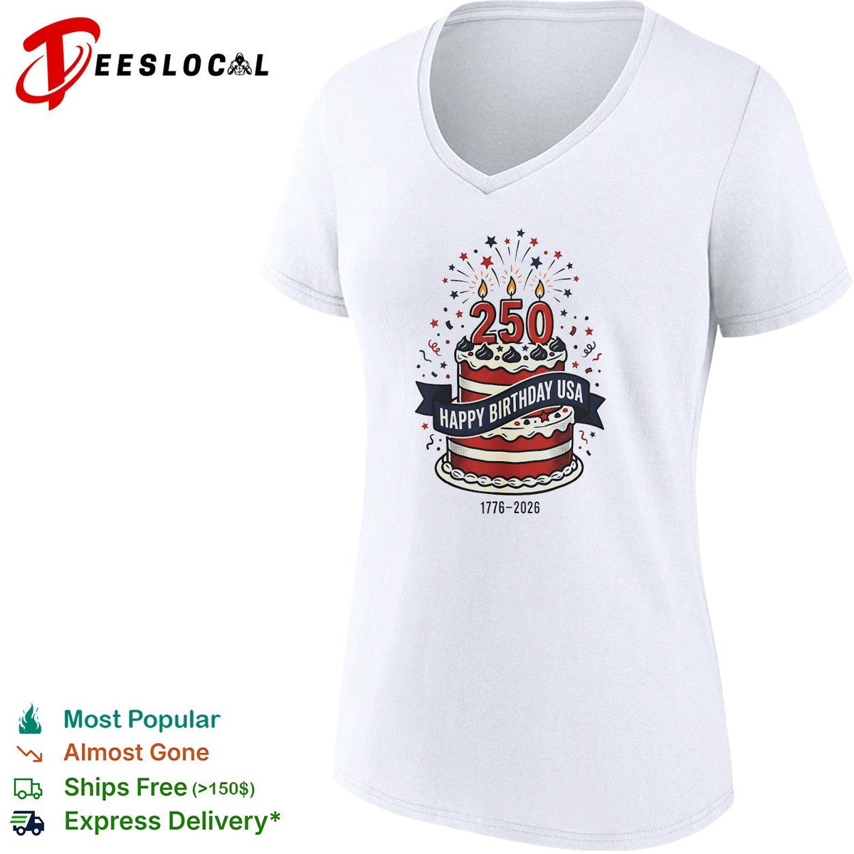 Happy birthday USA 250 years 1776 2026 shirt Unisex