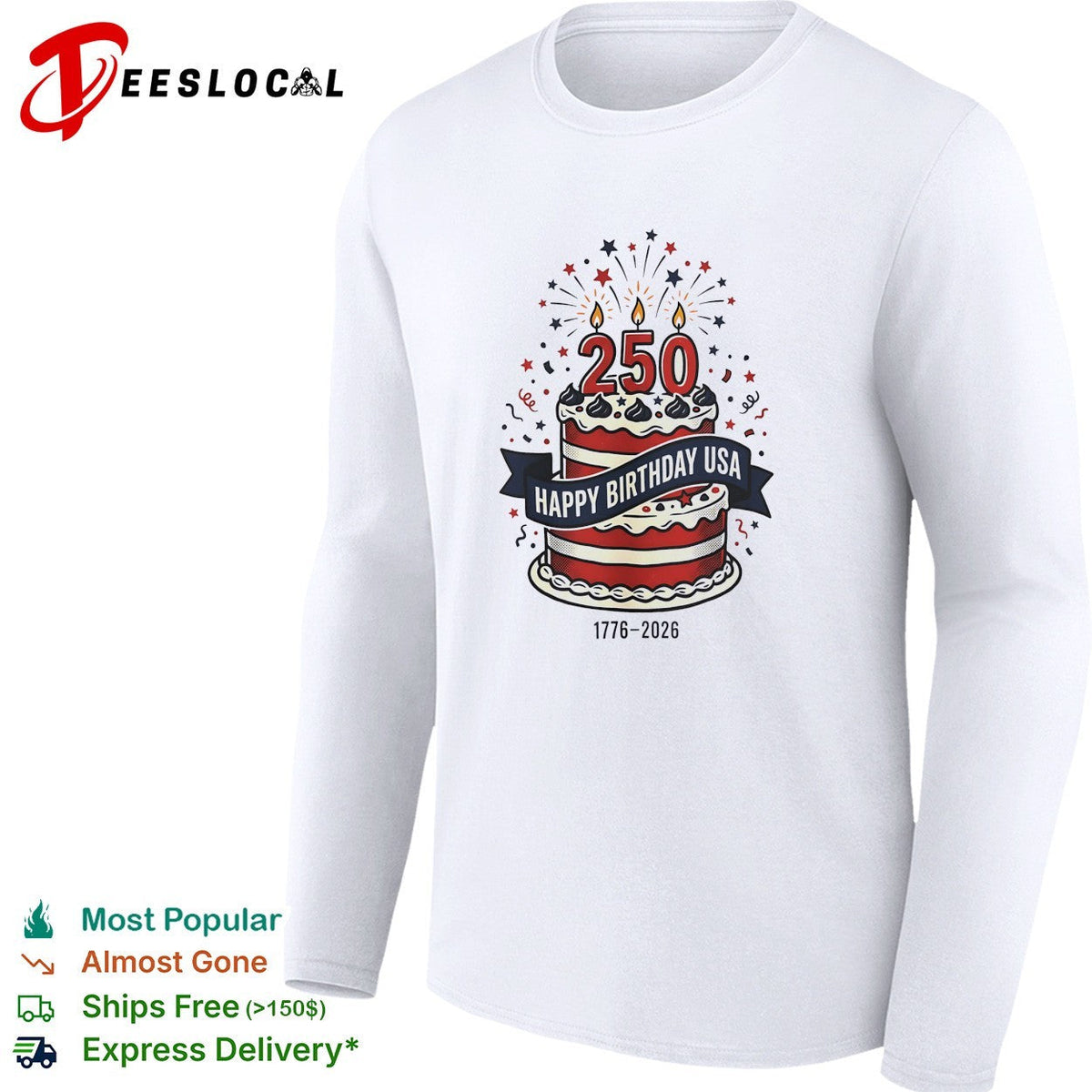 Happy birthday USA 250 years 1776 2026 shirt Unisex