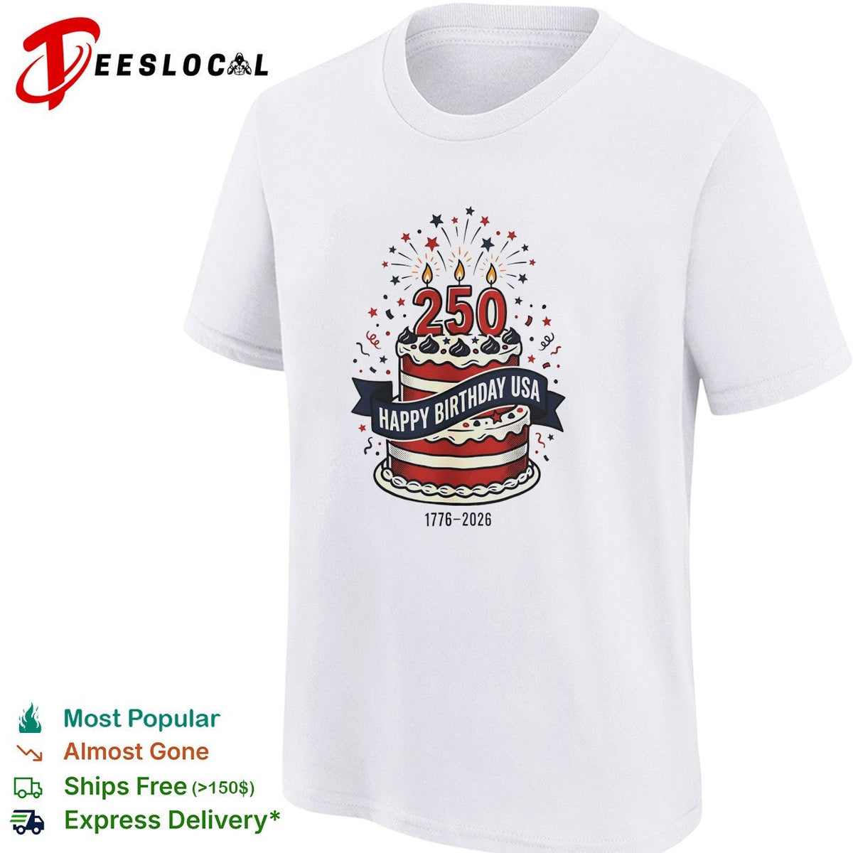 Happy birthday USA 250 years 1776 2026 shirt Unisex