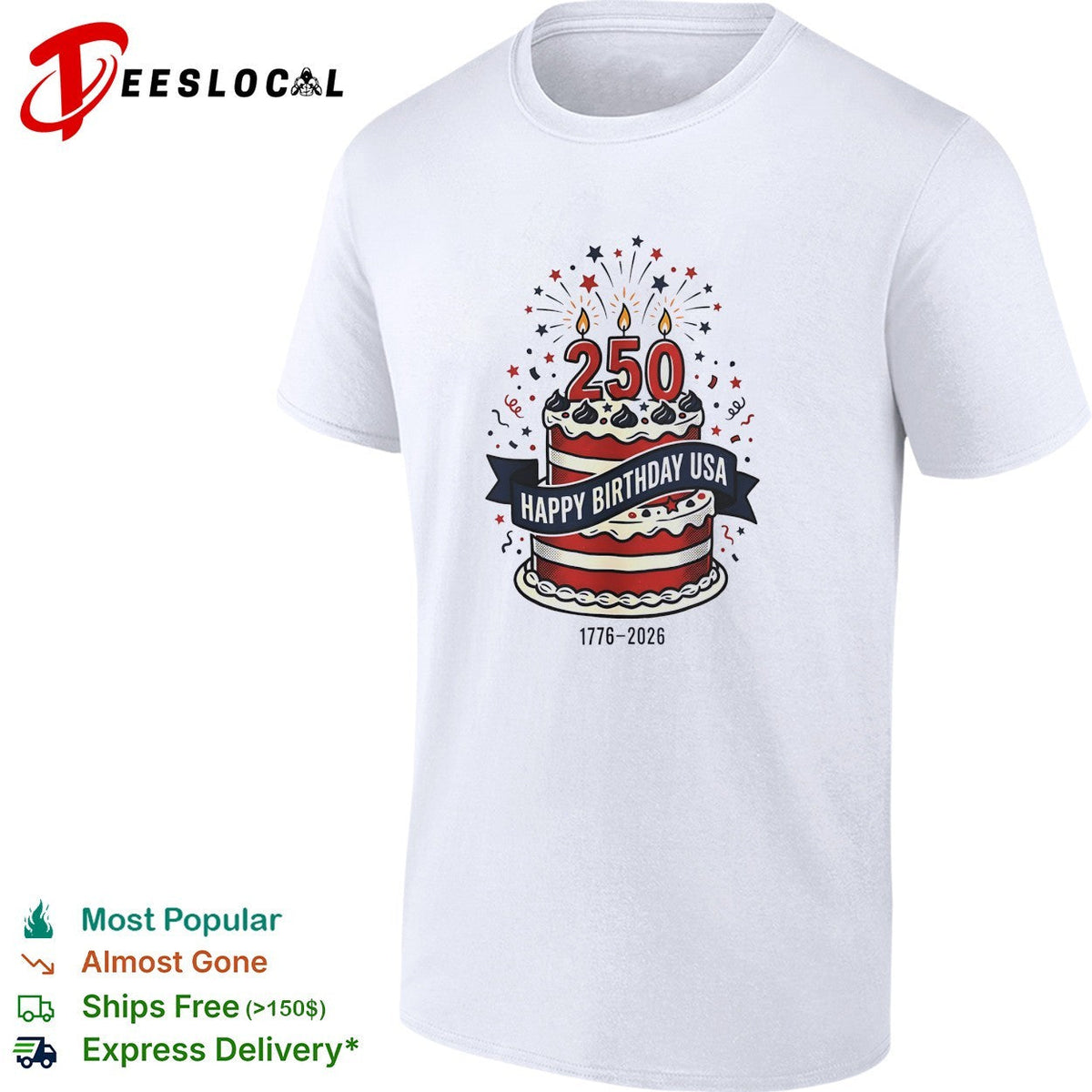 Happy birthday USA 250 years 1776 2026 shirt Unisex