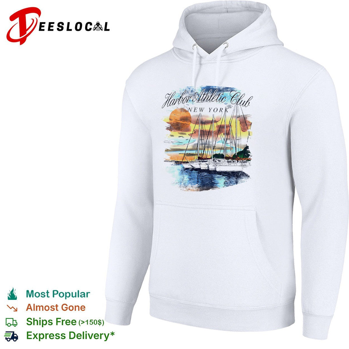 Harbor Athletic Club New York sailboats at sunset nautical coastal travel shirt Unisex