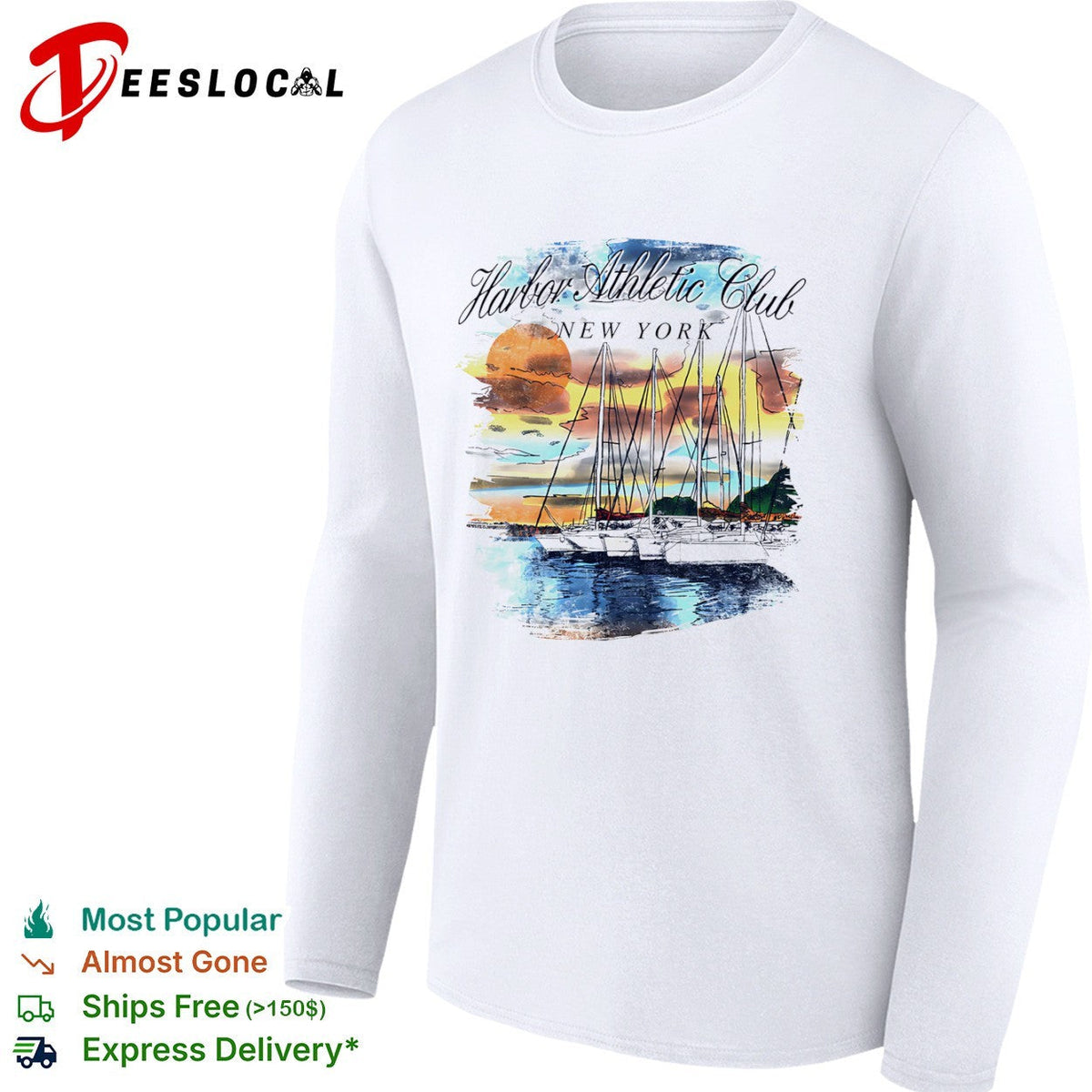Harbor Athletic Club New York sailboats at sunset nautical coastal travel shirt Unisex