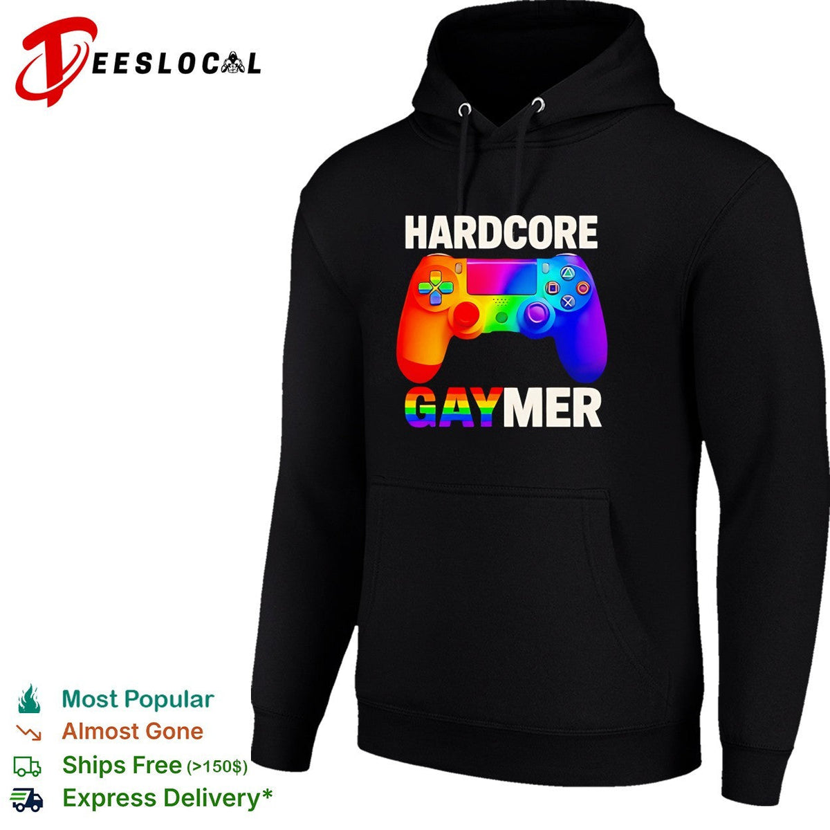 Hardcore Gaymer Rainbow LGBTQ Gamepad funny shirt Unisex