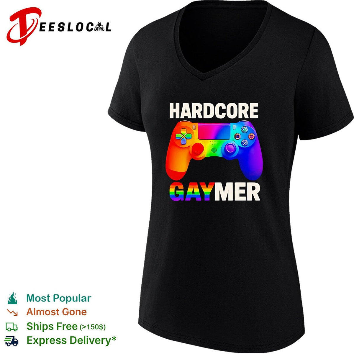 Hardcore Gaymer Rainbow LGBTQ Gamepad funny shirt Unisex
