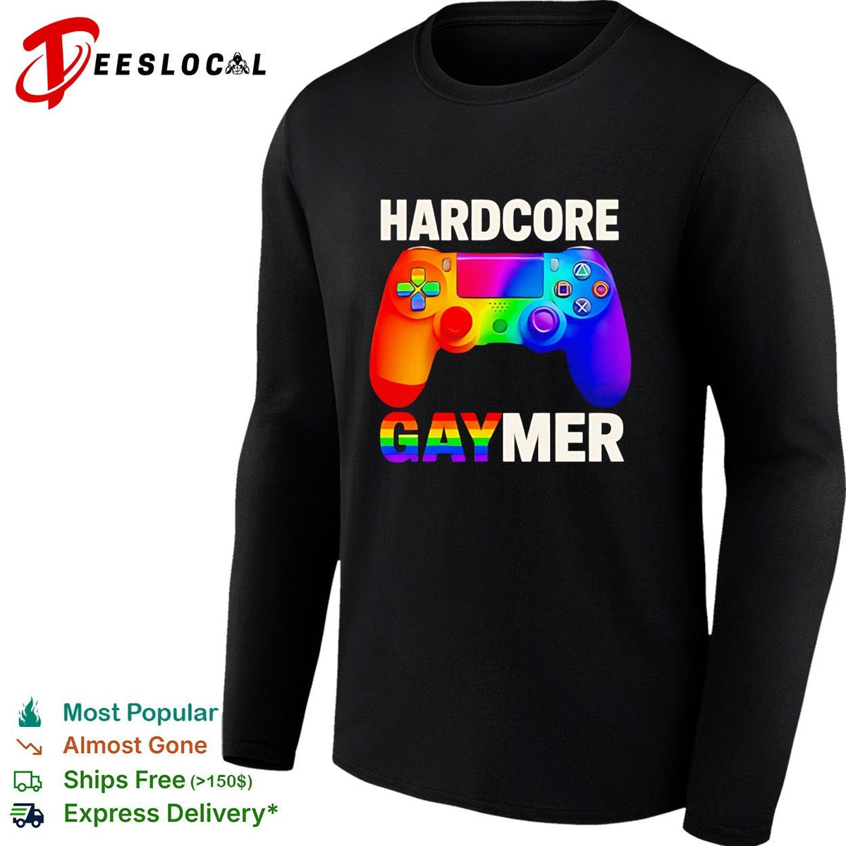 Hardcore Gaymer Rainbow LGBTQ Gamepad funny shirt Unisex