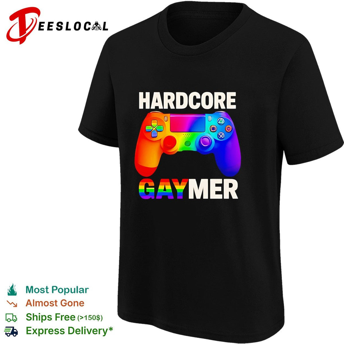 Hardcore Gaymer Rainbow LGBTQ Gamepad funny shirt Unisex