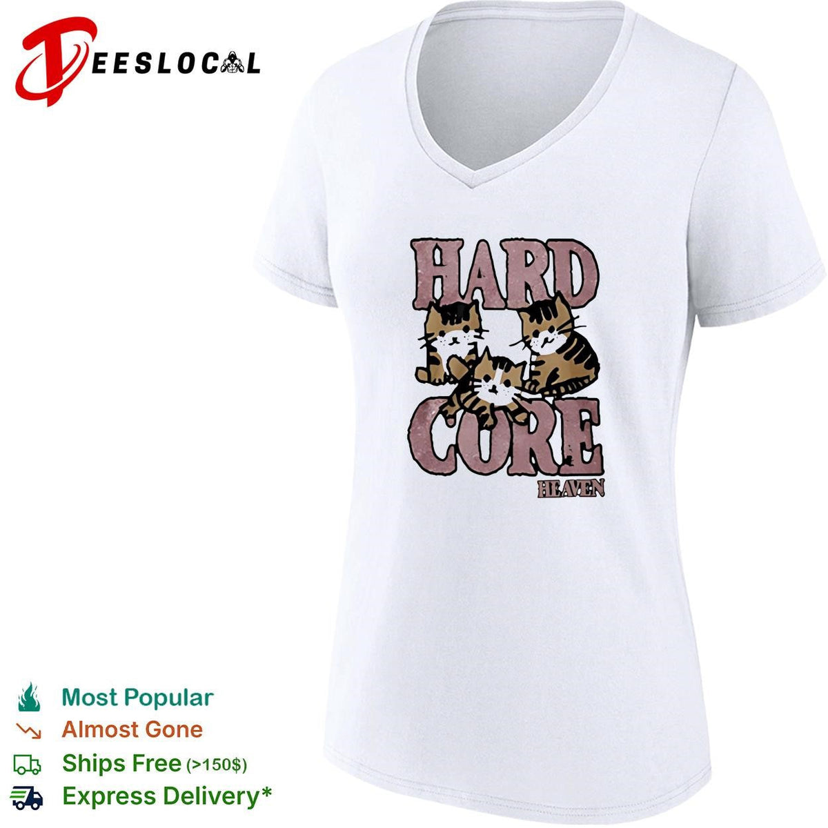 Hardcore heaven three kittens glitter cute graphic shirt Unisex