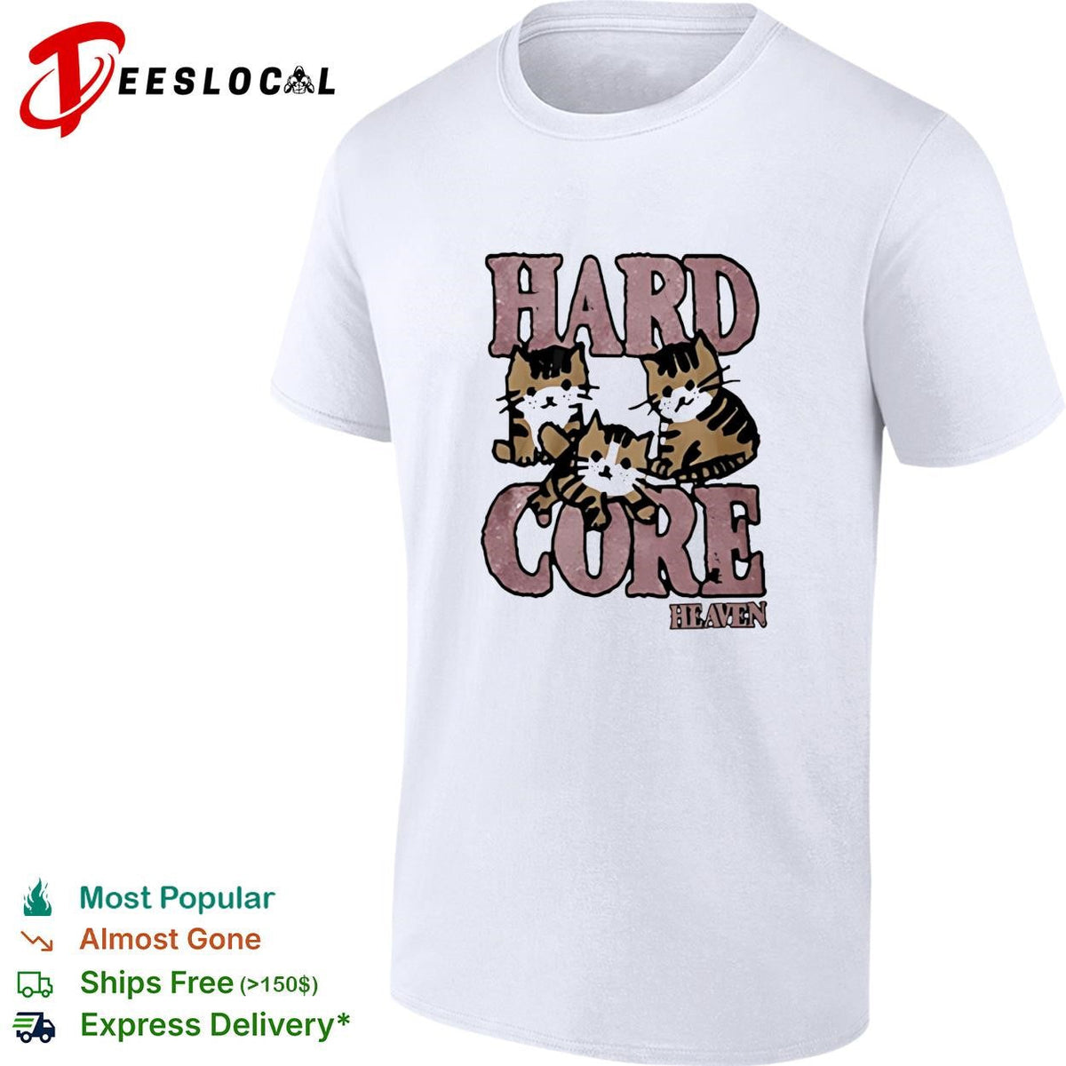 Hardcore heaven three kittens glitter cute graphic shirt Unisex