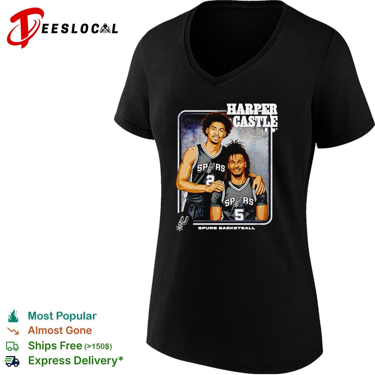 Harper Castle San Antonio Spurs basketball duo step brother portrait shirt Unisex