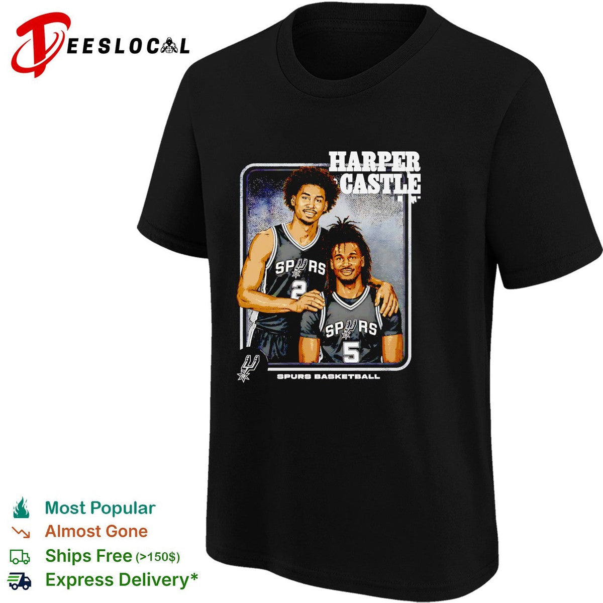 Harper Castle San Antonio Spurs basketball duo step brother portrait shirt Unisex