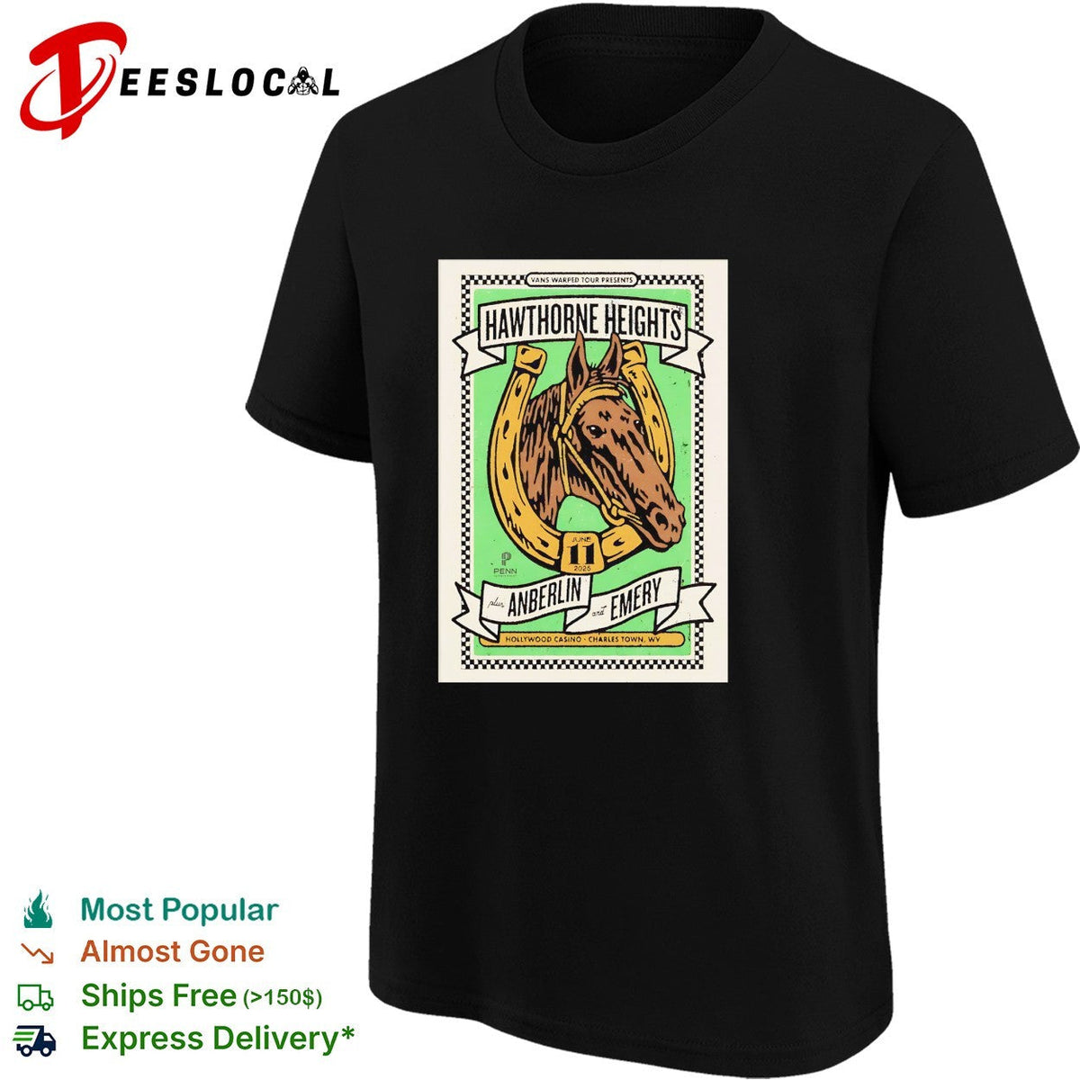 Hawthorne Heights Anberlin and Emery Vans Warped Tour June 11 2026 Casino shirt Unisex