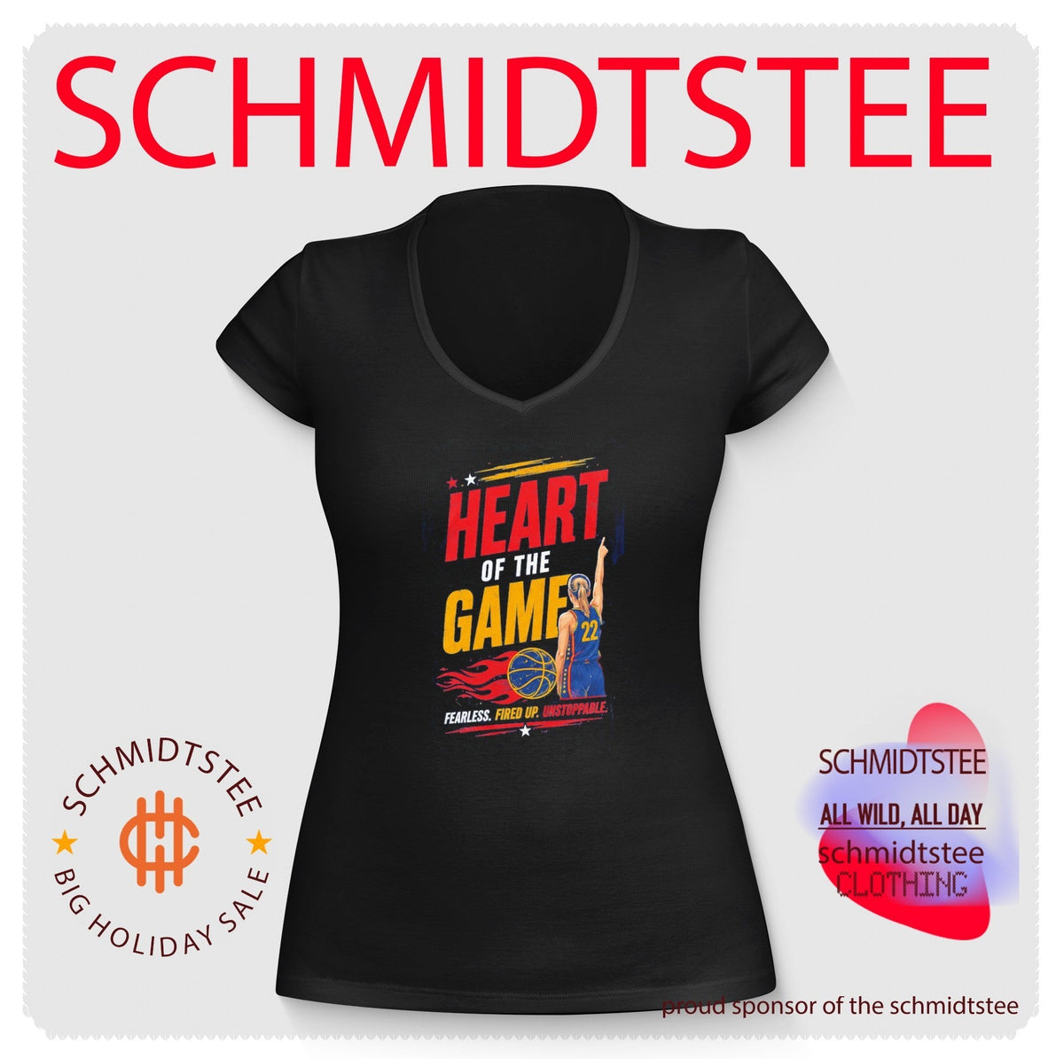 Heart of the Game Fearless Fired Up Unstoppable Basketball Player shirt Unisex