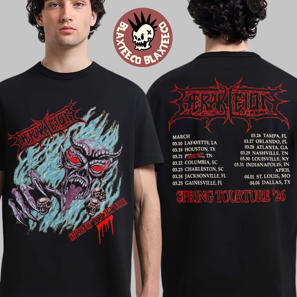Herakleion Spring Tourture 2026 North America Tour Merch Flame Demon With Dates Back