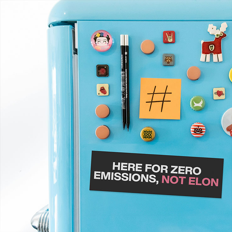 Here For Zero Emissions Not Elon Car Magnet Unisex