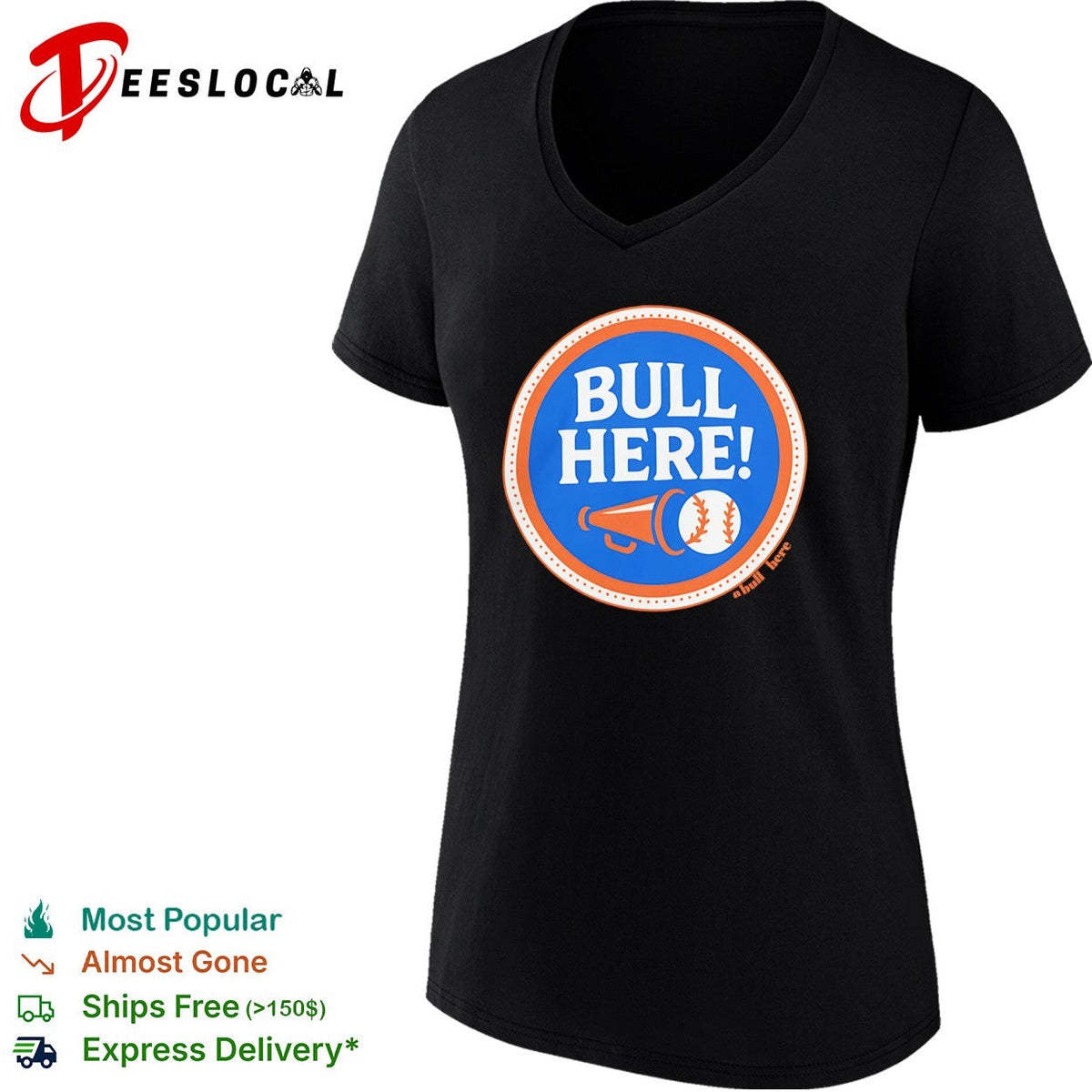Here a bull here baseball shirt Unisex