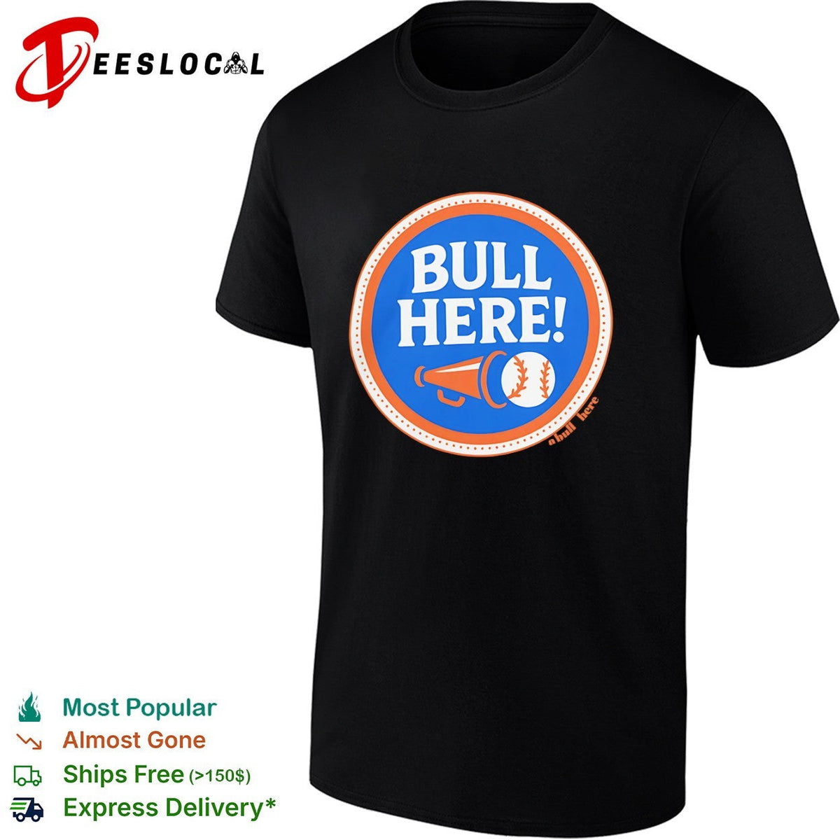 Here a bull here baseball shirt Unisex