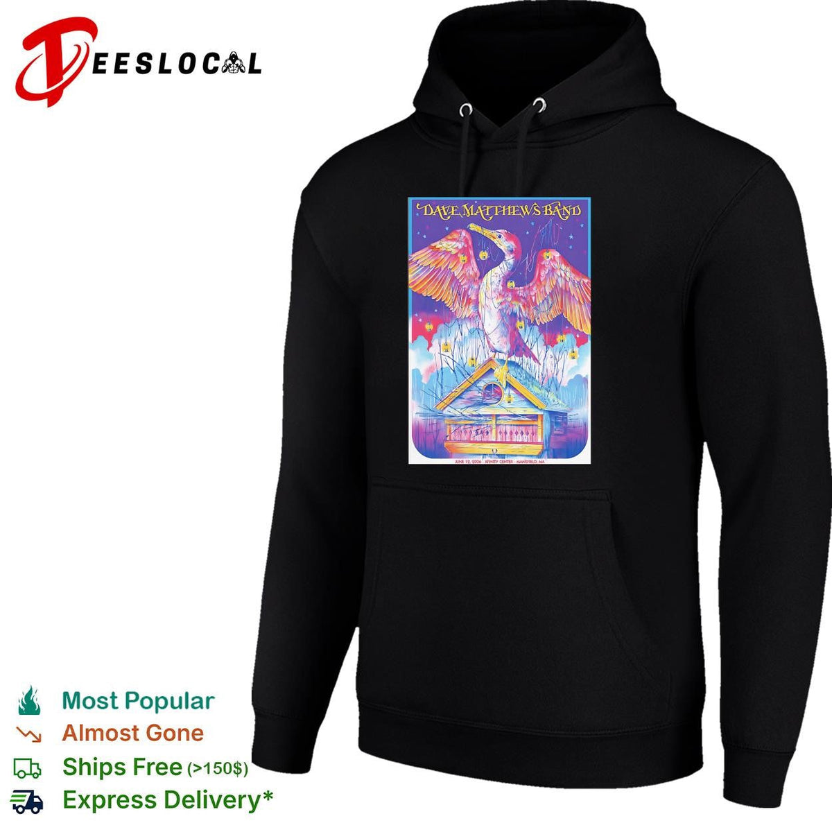 Heron bird colorful psychedelic concert poster art shirt Unisex