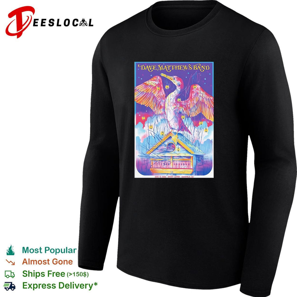 Heron bird colorful psychedelic concert poster art shirt Unisex