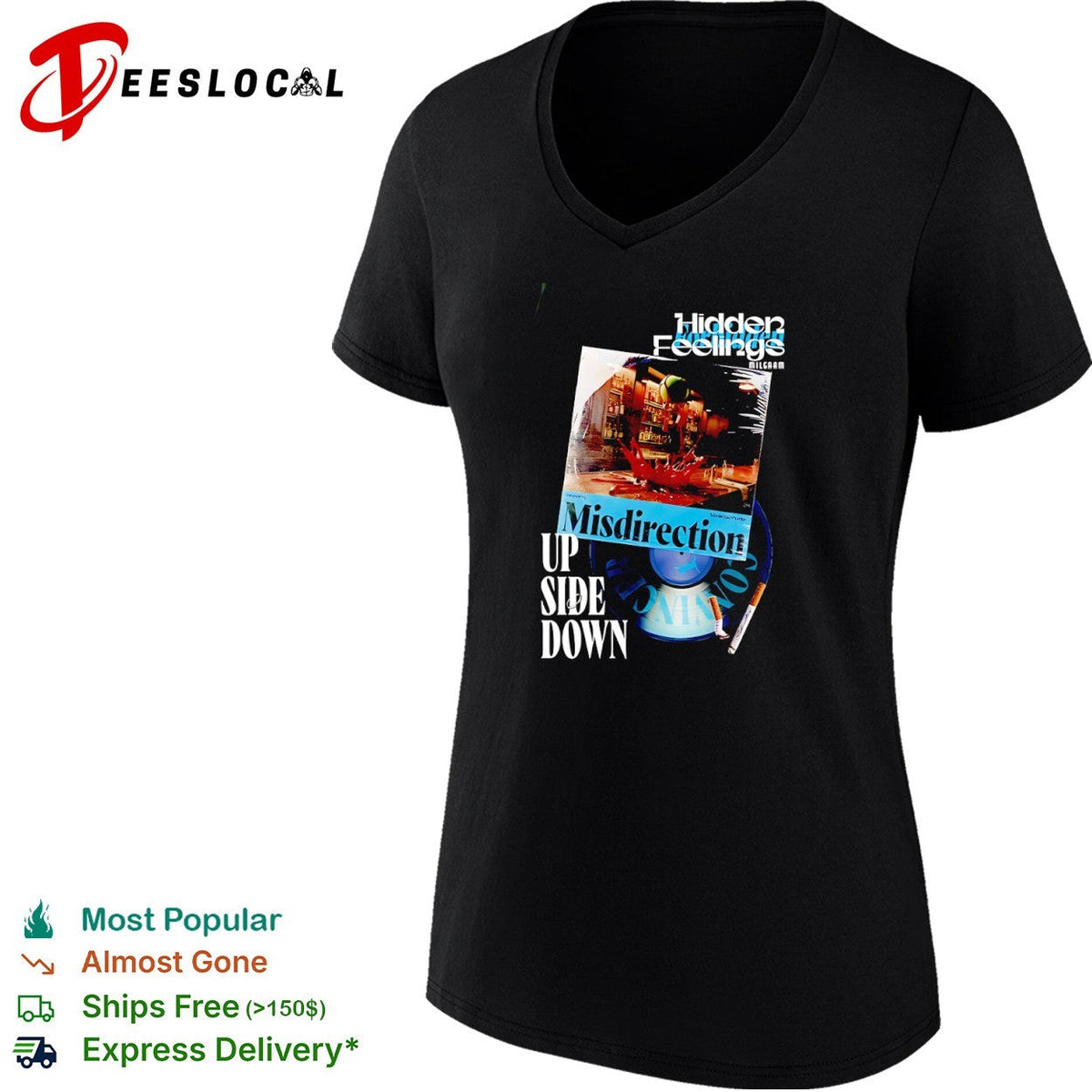 Hidden Feelings Milgaam Misdirection Maagerade Up Side Down Vinyl Record Music shirt Unisex