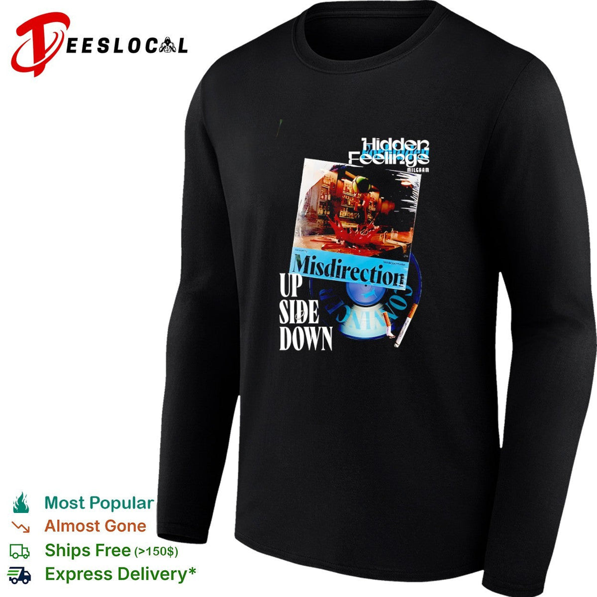 Hidden Feelings Milgaam Misdirection Maagerade Up Side Down Vinyl Record Music shirt Unisex