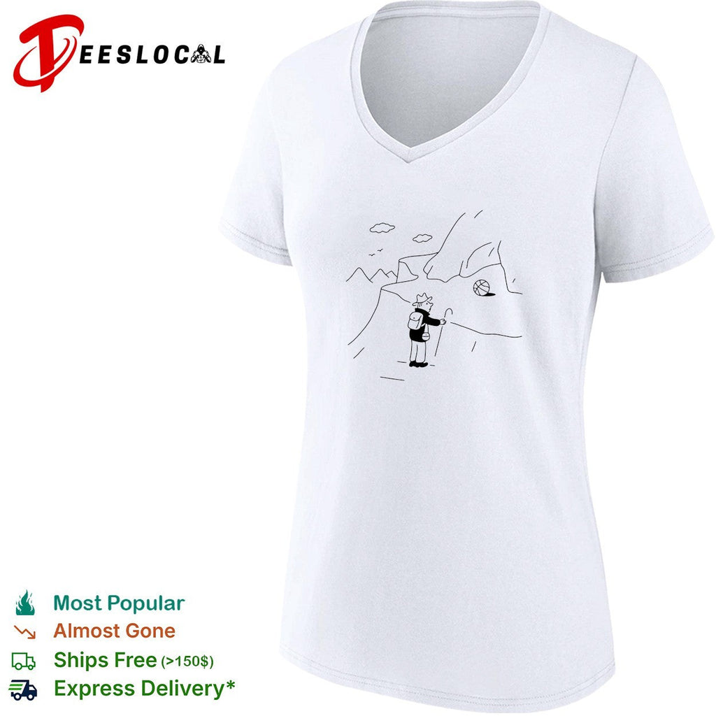 Hiker finding a basketball in the mountains shirt Unisex