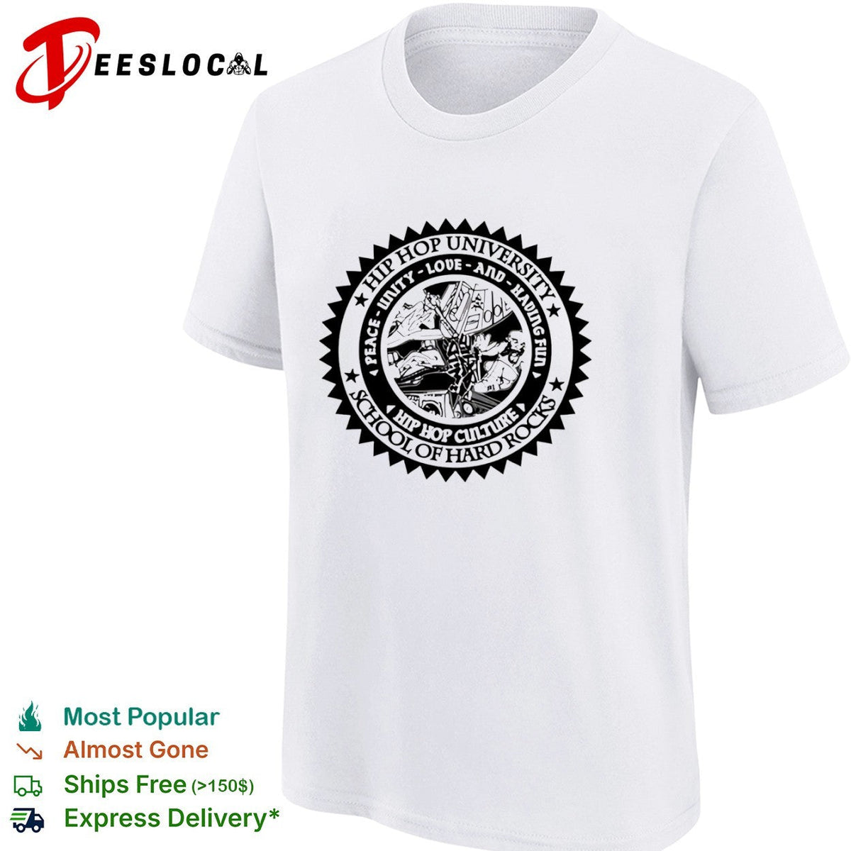 Hip Hop University Peace Unity Love and Having Fun School of Hard Rocks shirt Unisex