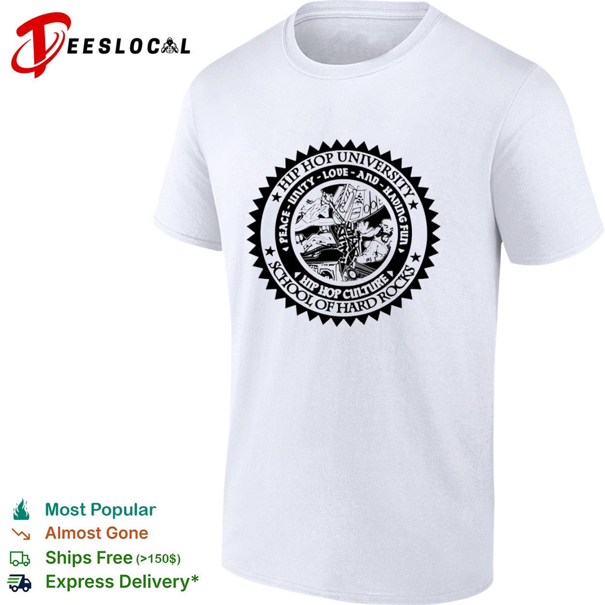 Hip Hop University Peace Unity Love and Having Fun School of Hard Rocks shirt Unisex