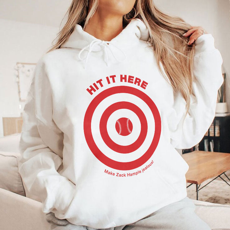 Hit It Here Target Baseball Funny Fan T Shirt Unisex