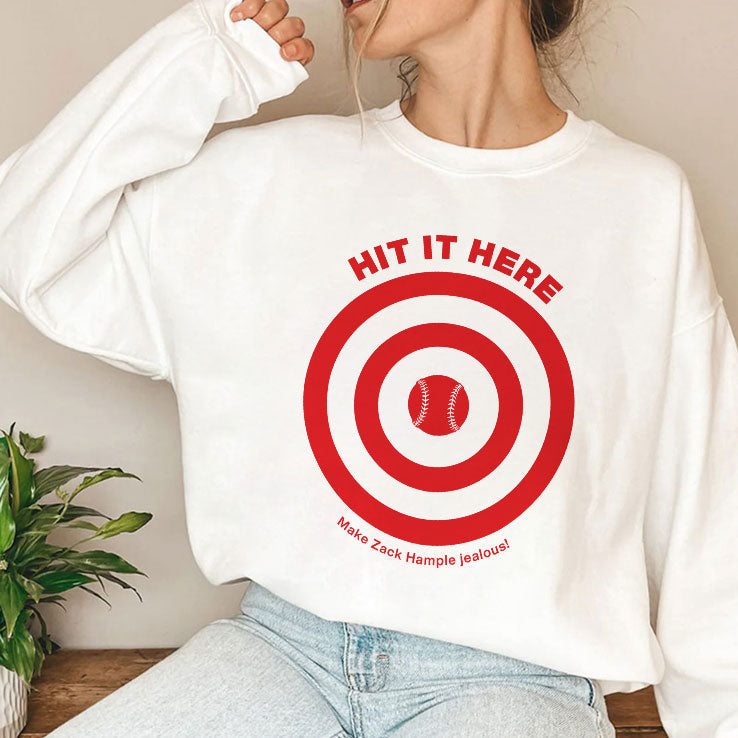 Hit It Here Target Baseball Funny Fan T Shirt Unisex