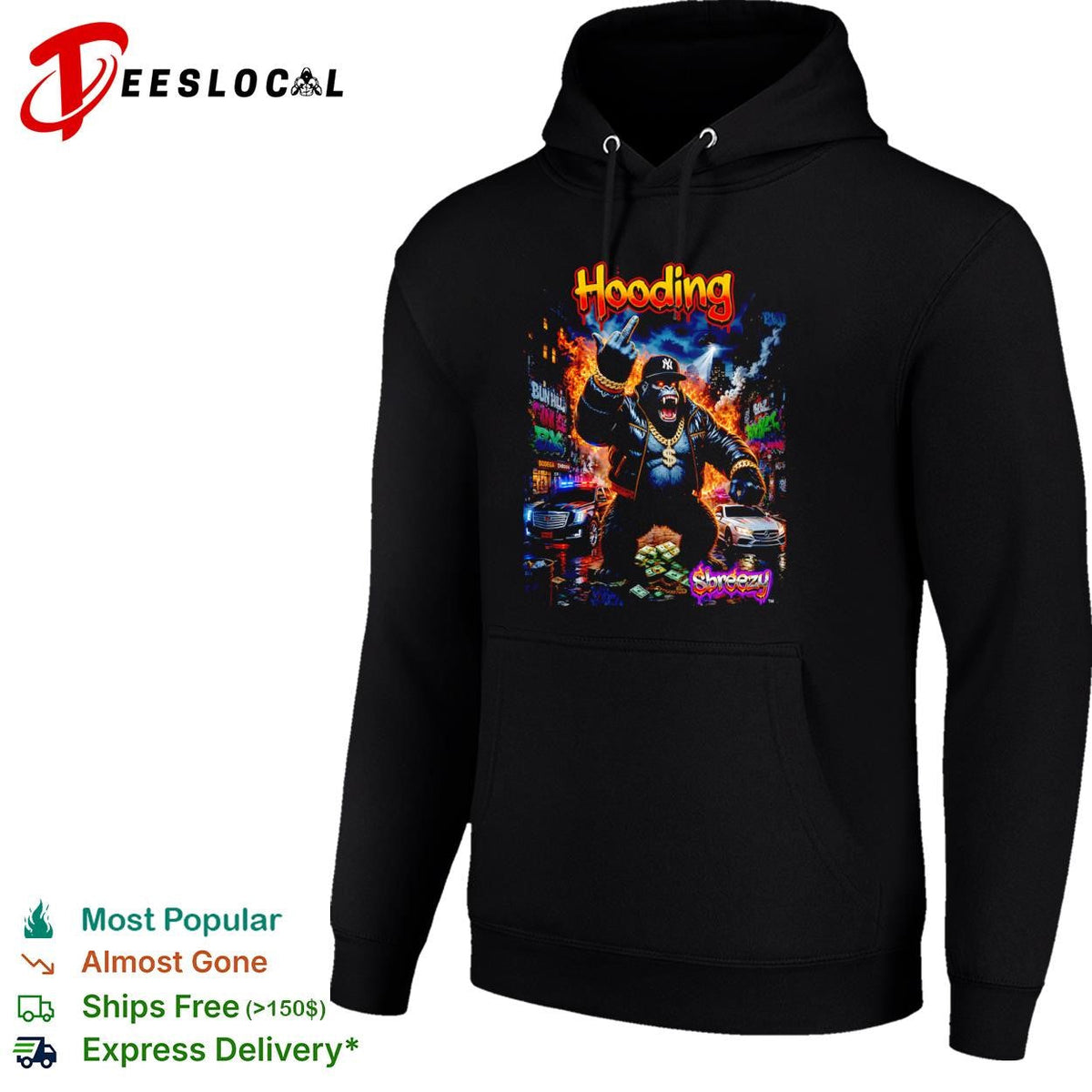 Hooding gorilla middle finger shirt Unisex