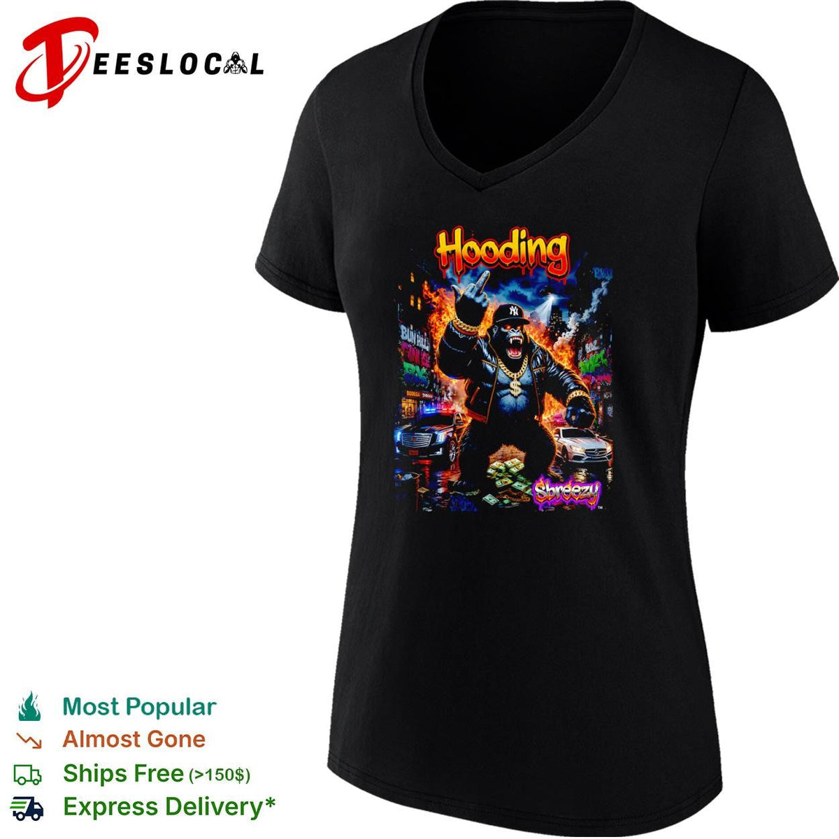 Hooding gorilla middle finger shirt Unisex