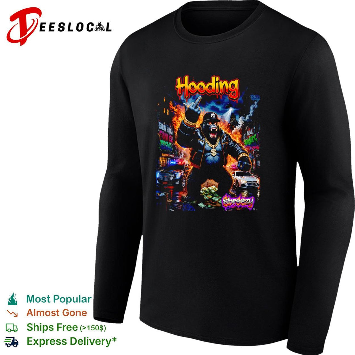 Hooding gorilla middle finger shirt Unisex
