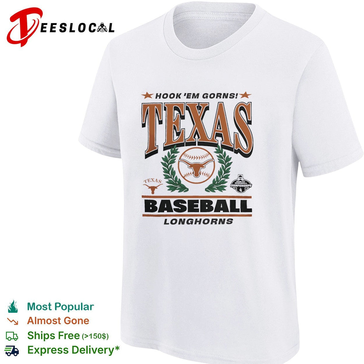 Hook em Gorns Texas Longhorns Baseball 2026 D1 Baseball Championships shirt Unisex