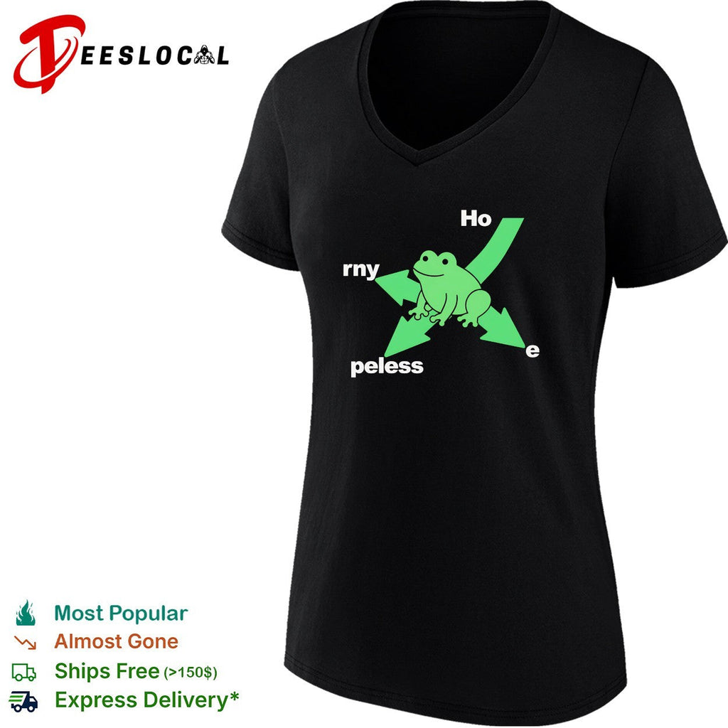 Hopeless and horny frog wordplay arrow cartoon shirt Unisex