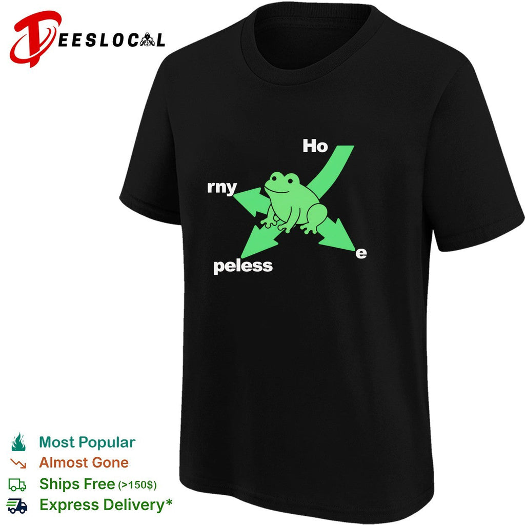 Hopeless and horny frog wordplay arrow cartoon shirt Unisex
