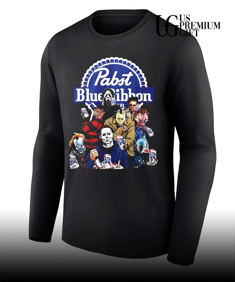 Horror characters Pabst Blue Ribbon Halloween shirt Unisex