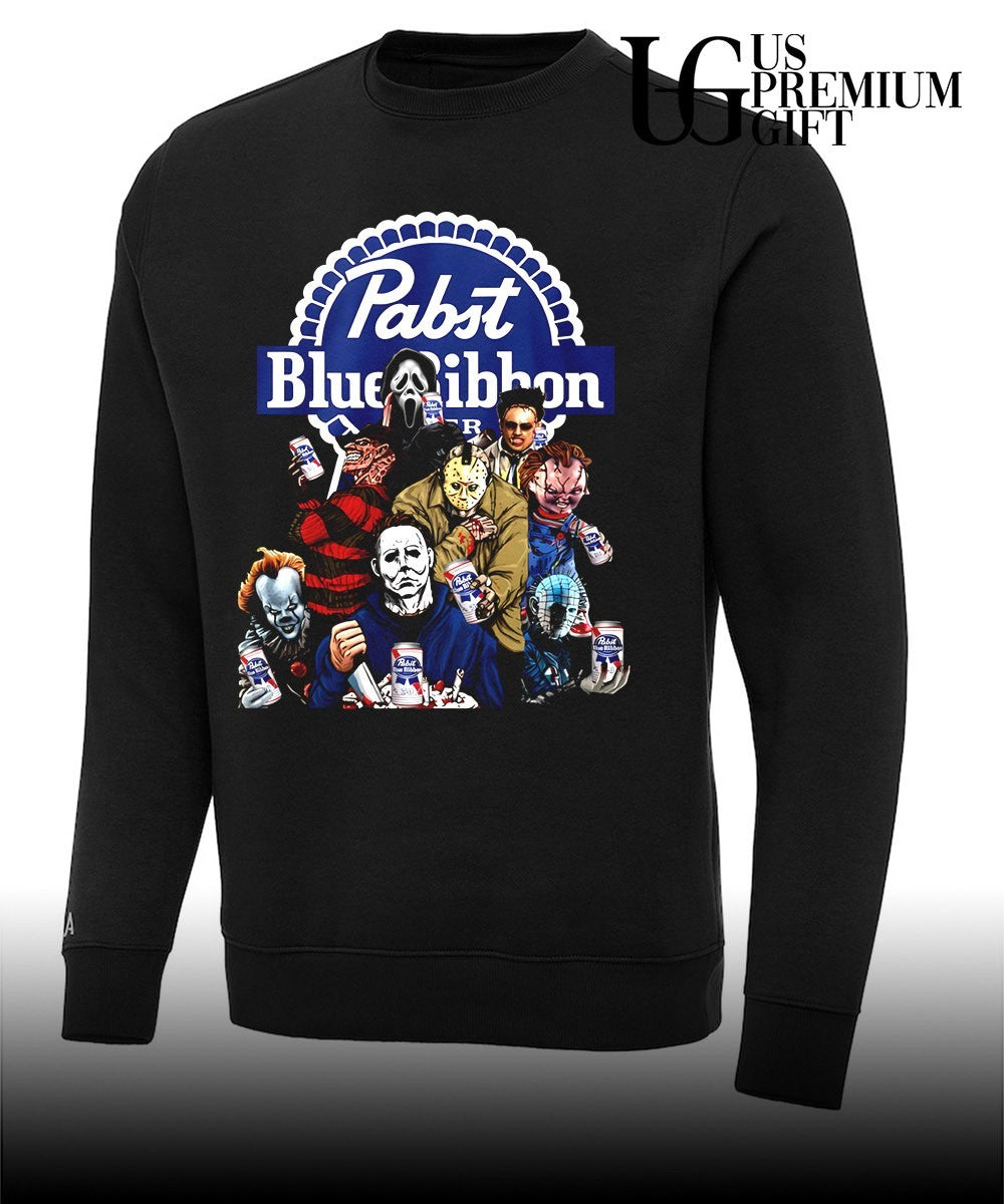 Horror characters Pabst Blue Ribbon Halloween shirt Unisex