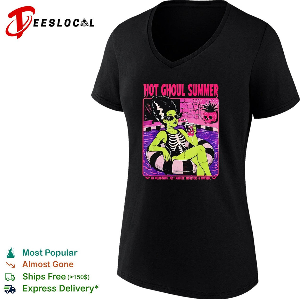 Ghoul Summer Bride of Frankenstein Skeleton Pool Party no meltdowns shirt Unisex